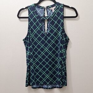 Banana Republic Navy and Green Grid Tank Top Size XS